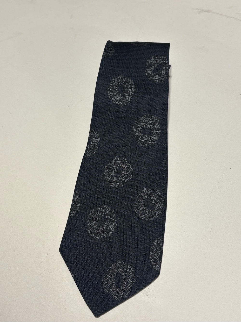 Valentino Black Silk Tie with Subtle Circular Motif